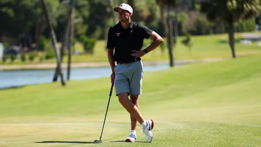 Michael Porter stands on the putting green during the 2026 Horizon League Men's Golf Championship (Photo by Drae Smith)