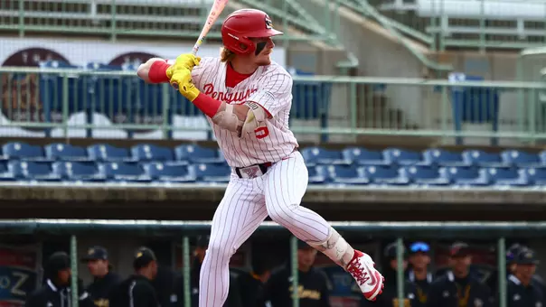 Brady Shannon awaits a pitch at the plate for YSU during a baseball game vs. Northern Kentucky on May 1, 2026 (Photo by Bryson Chavez)
