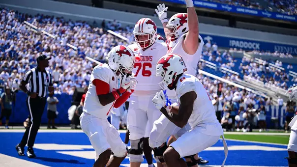 Lynn Wyche-El celebrates a touchdown against Kentucky on Sept. 5, 2026