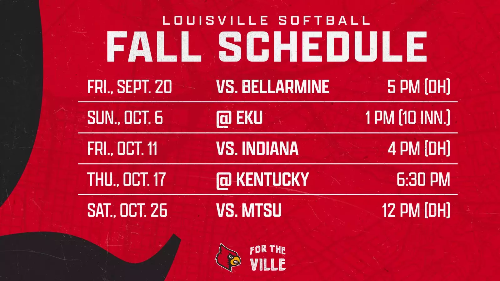 202425 Fall Softball Schedule Released University of Louisville Athletic