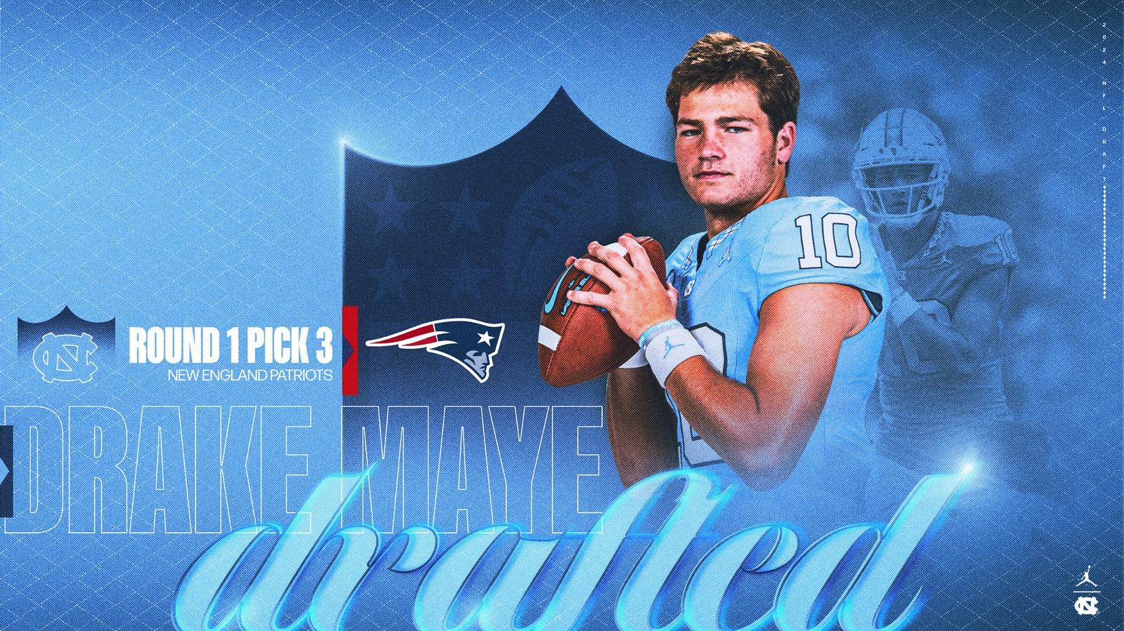 UNC’s Drake Maye Goes Third Overall to Patriots in 2024 NFL Draft