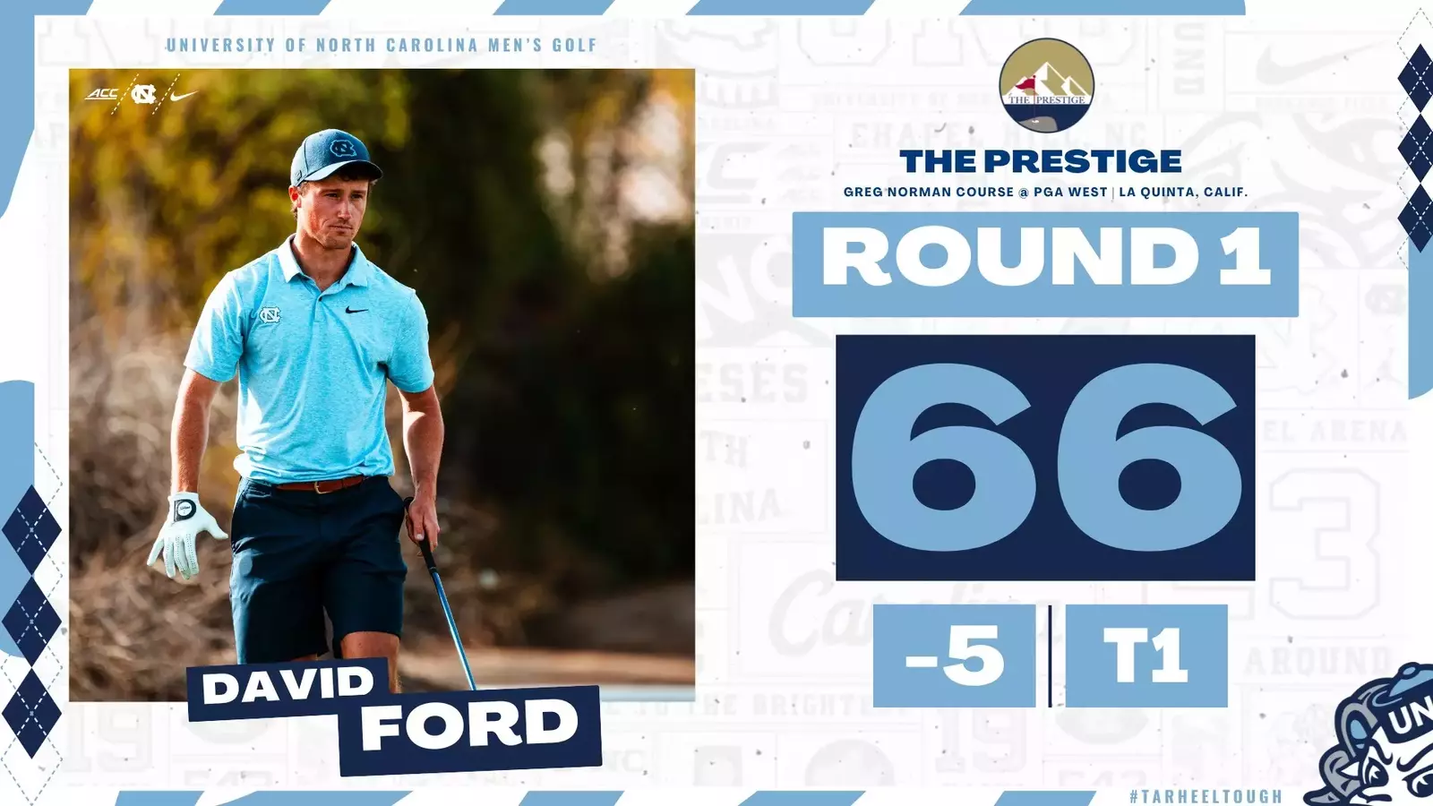 David Ford, UNC Men's Golf In The Lead At The Prestige