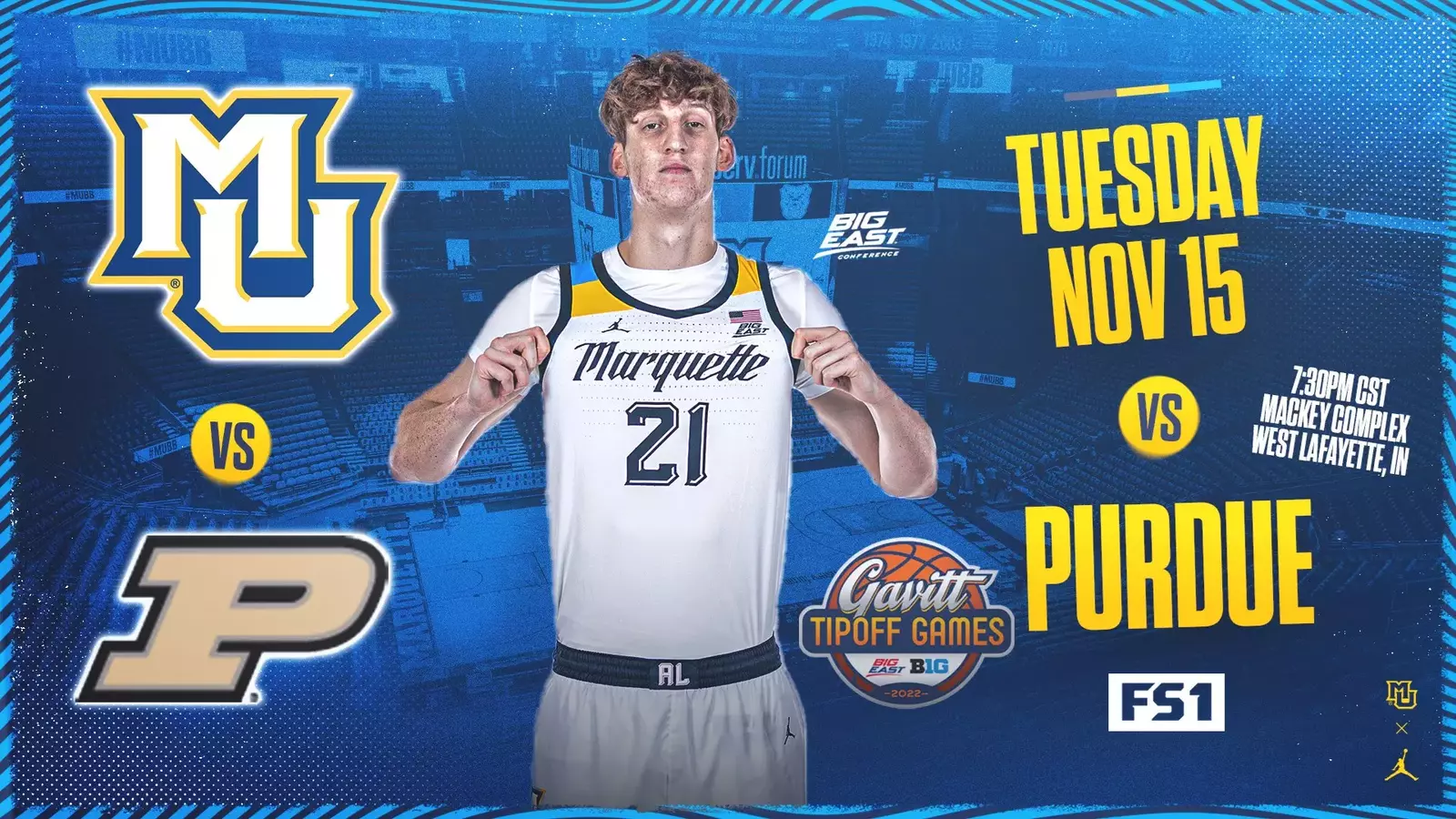 MBB Travels To Purdue Tuesday For Gavitt Tipoff Games Marquette