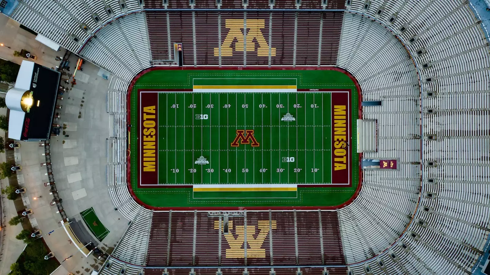 Aerial view of Huntington Bank Stadium