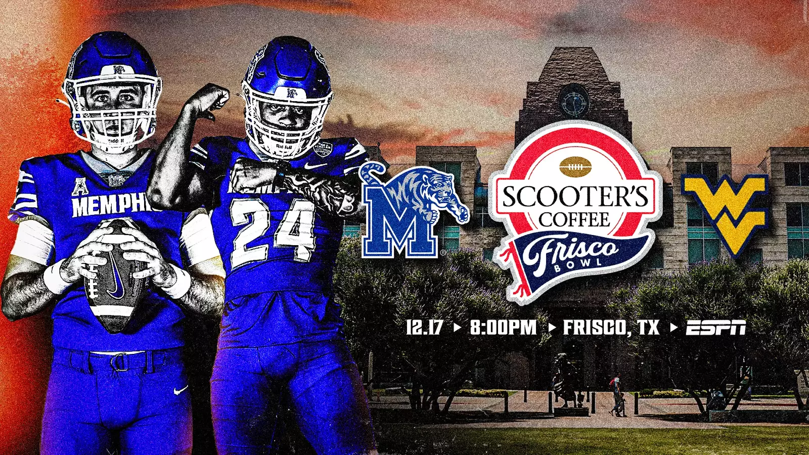 Memphis to Play West Virginia in Scooter’s Coffee Frisco Bowl