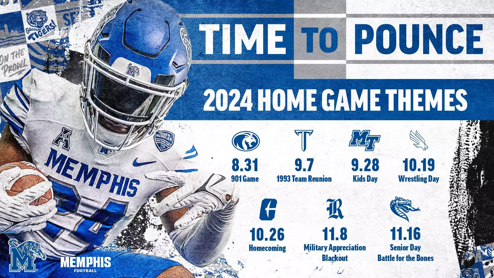 Tigers Announce Themes for 2024 Home Football Games - University of Memphis  Athletics