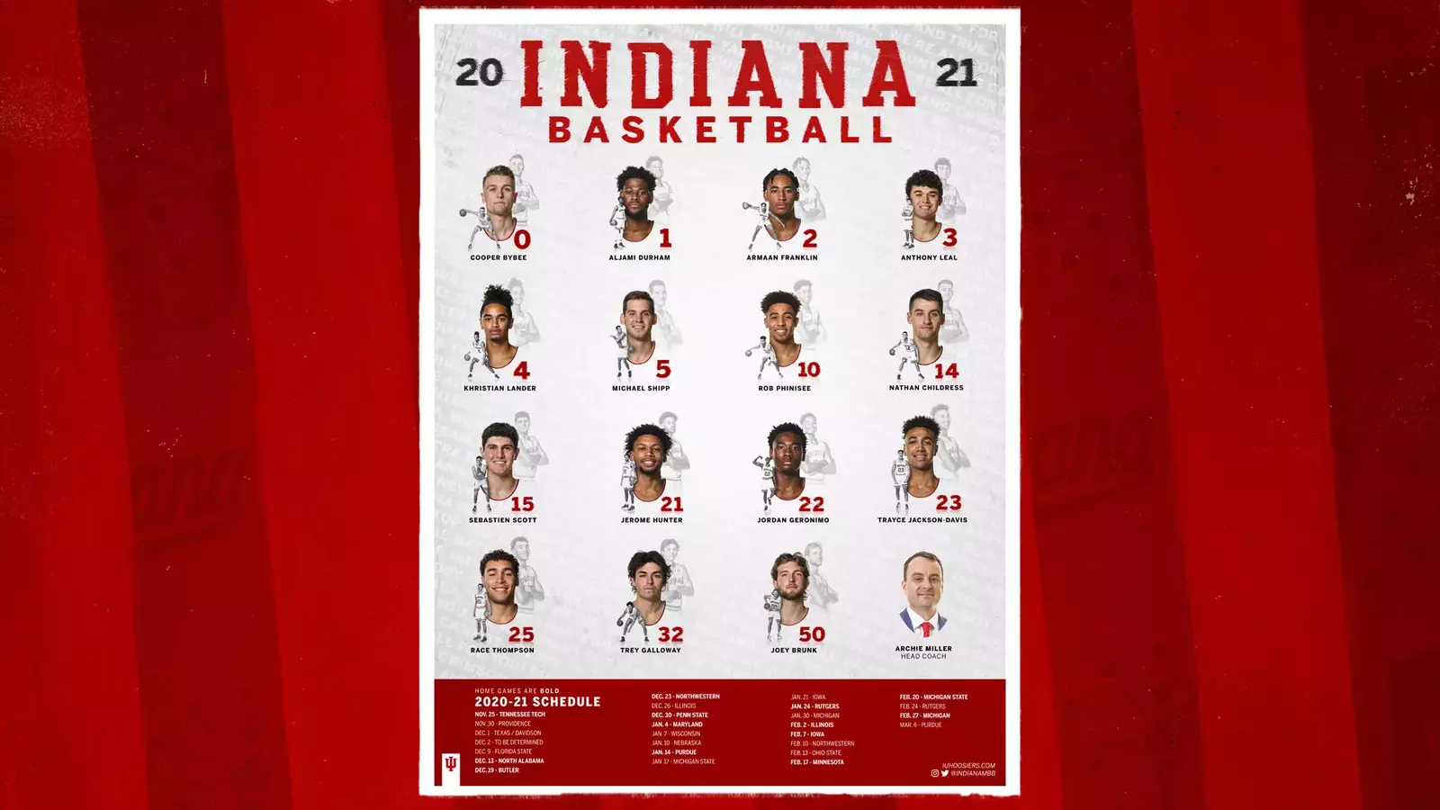 2025-2026 Iu Mens Basketball Calendar Poster