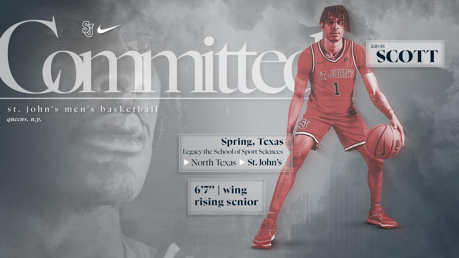 St. John’s Men’s Basketball Signs All-Round Talent Aaron Scott from North Texas for 2024-25 Season