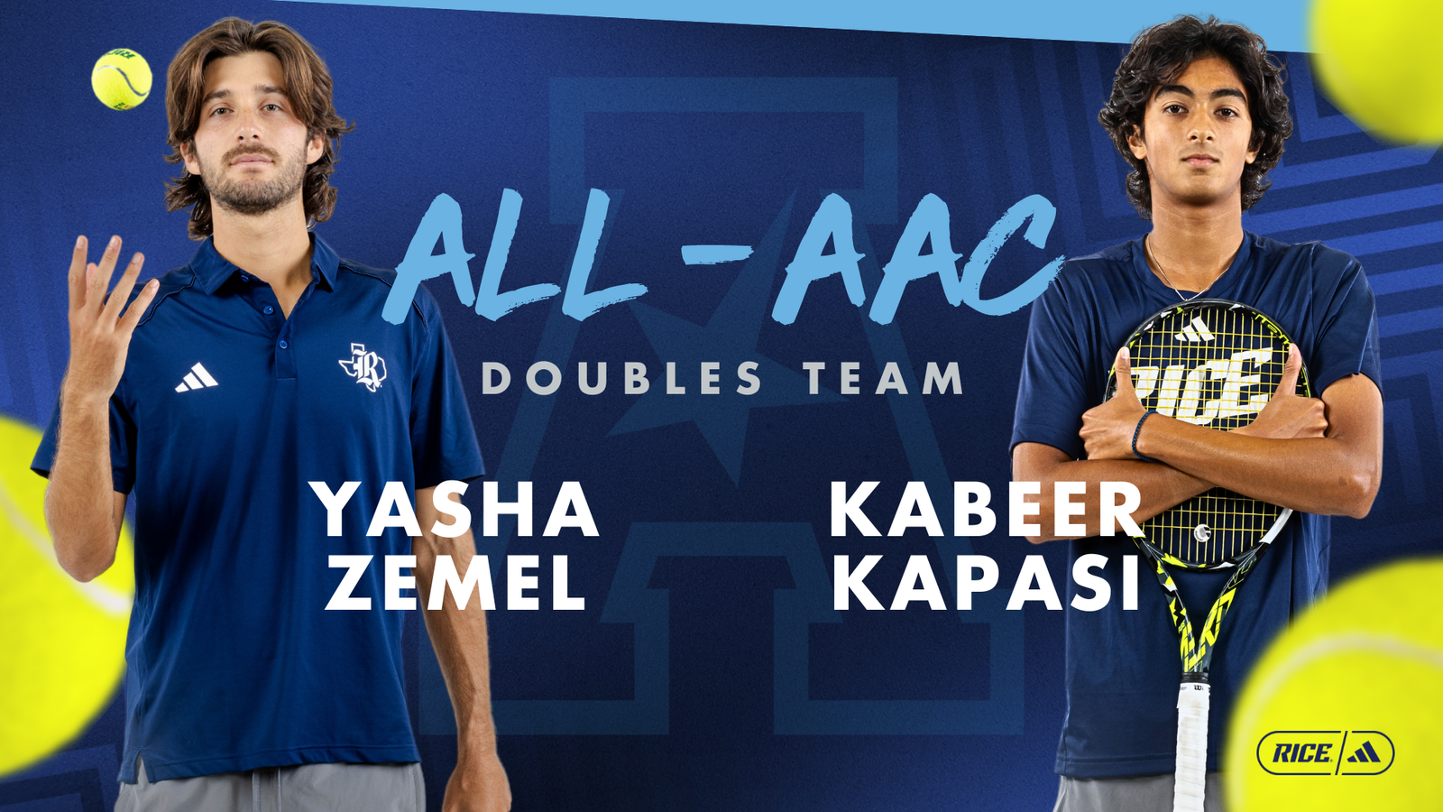 Zemel and Kapasi Named to AAC Men’s Tennis All-Conference Doubles Team