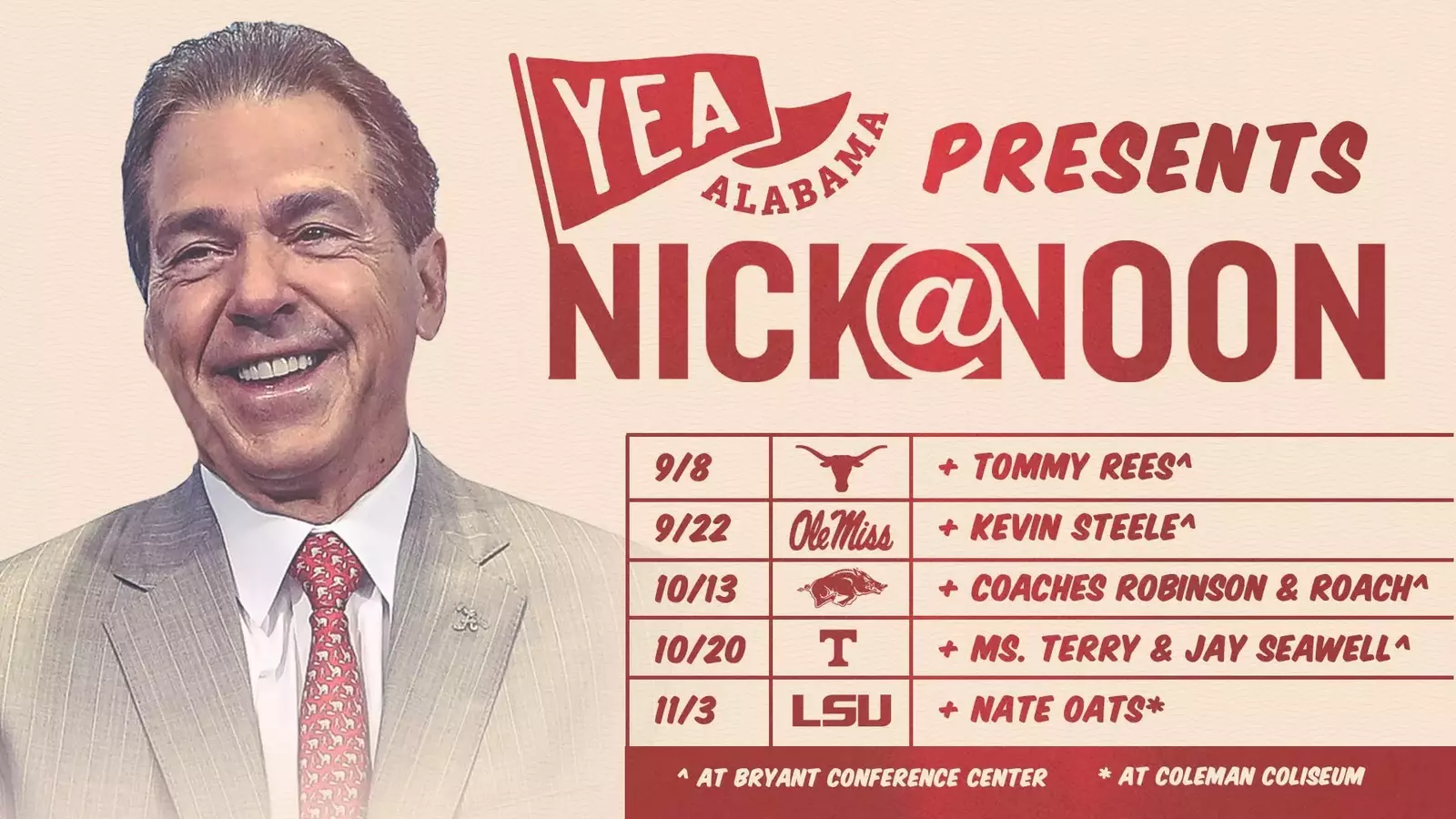 2023 Nick at Noon Luncheon Dates Announced Alabama Athletics