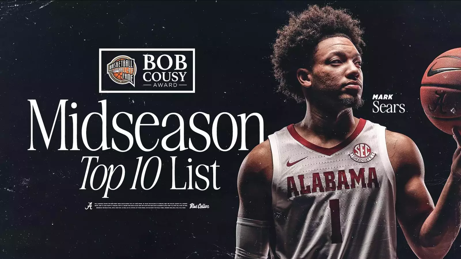 Mark Sears Named a Top 10 Candidate for the 2025 Bob Cousy Award Alabama Athletics
