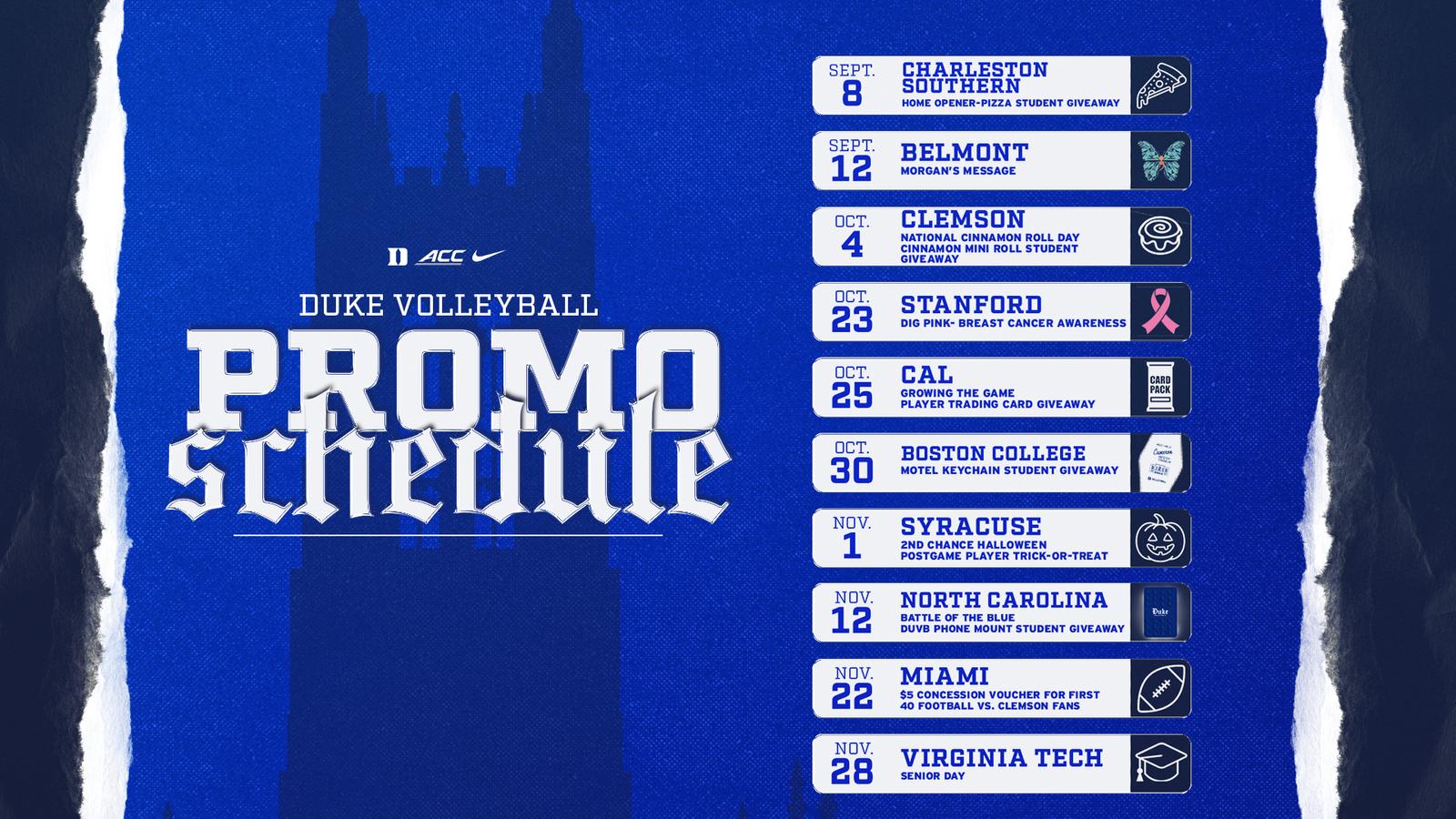 Goduke Volleyball Announces 2026 Promotional Schedule - Duke University