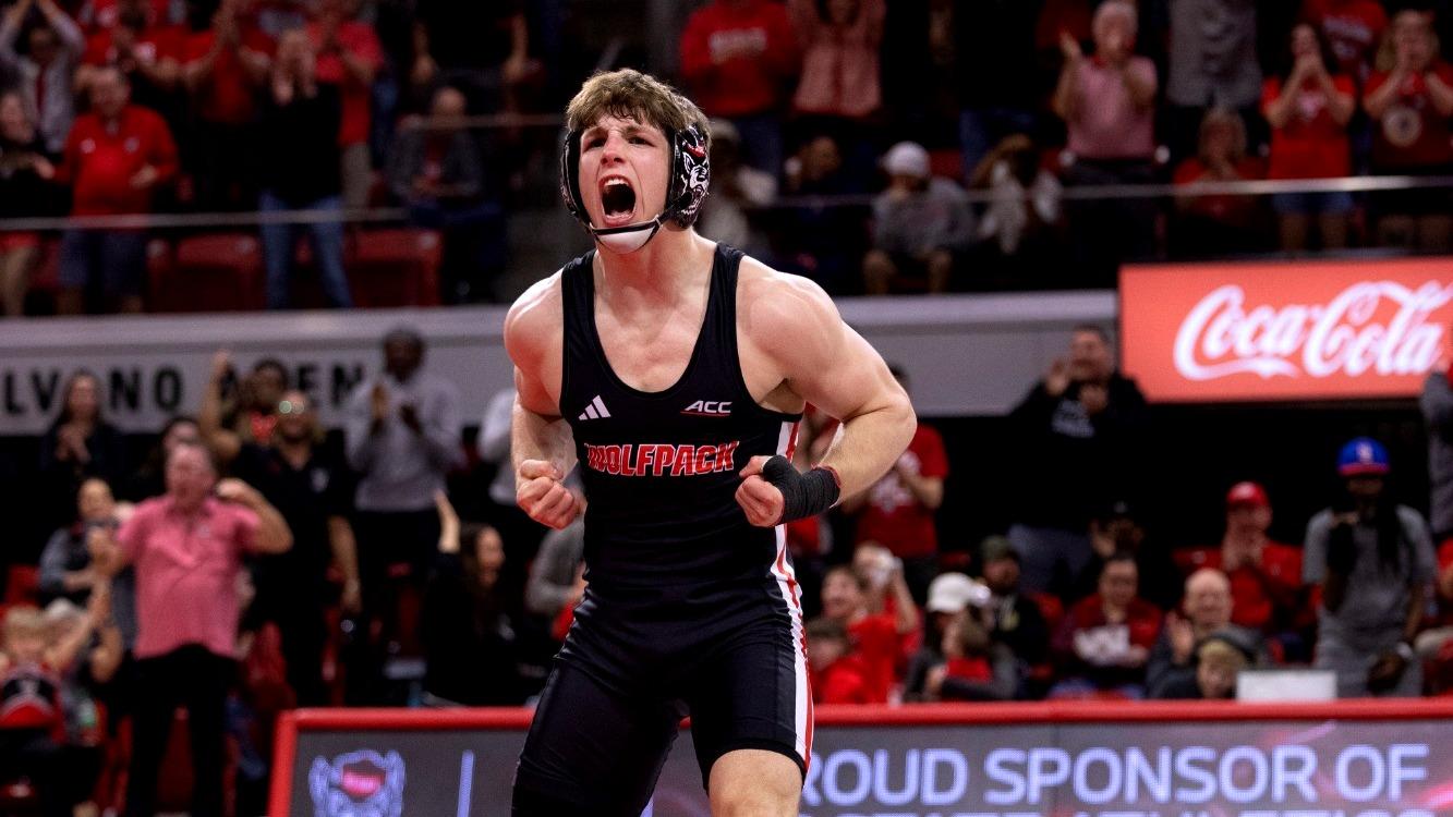 Carson Tenold #8 Wrestling Inches Past Cornell in Final Dual of the Season - NC State ...