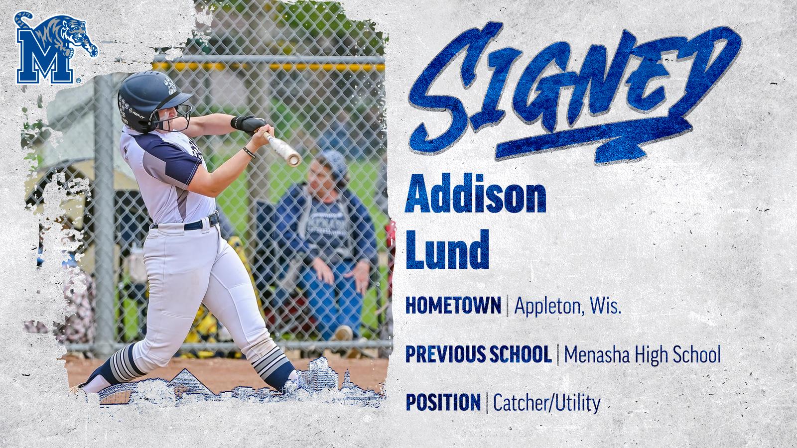 Memphis Addison Tiger Softball Signs Addison Lund to 2024 Class - University of Memphis ...