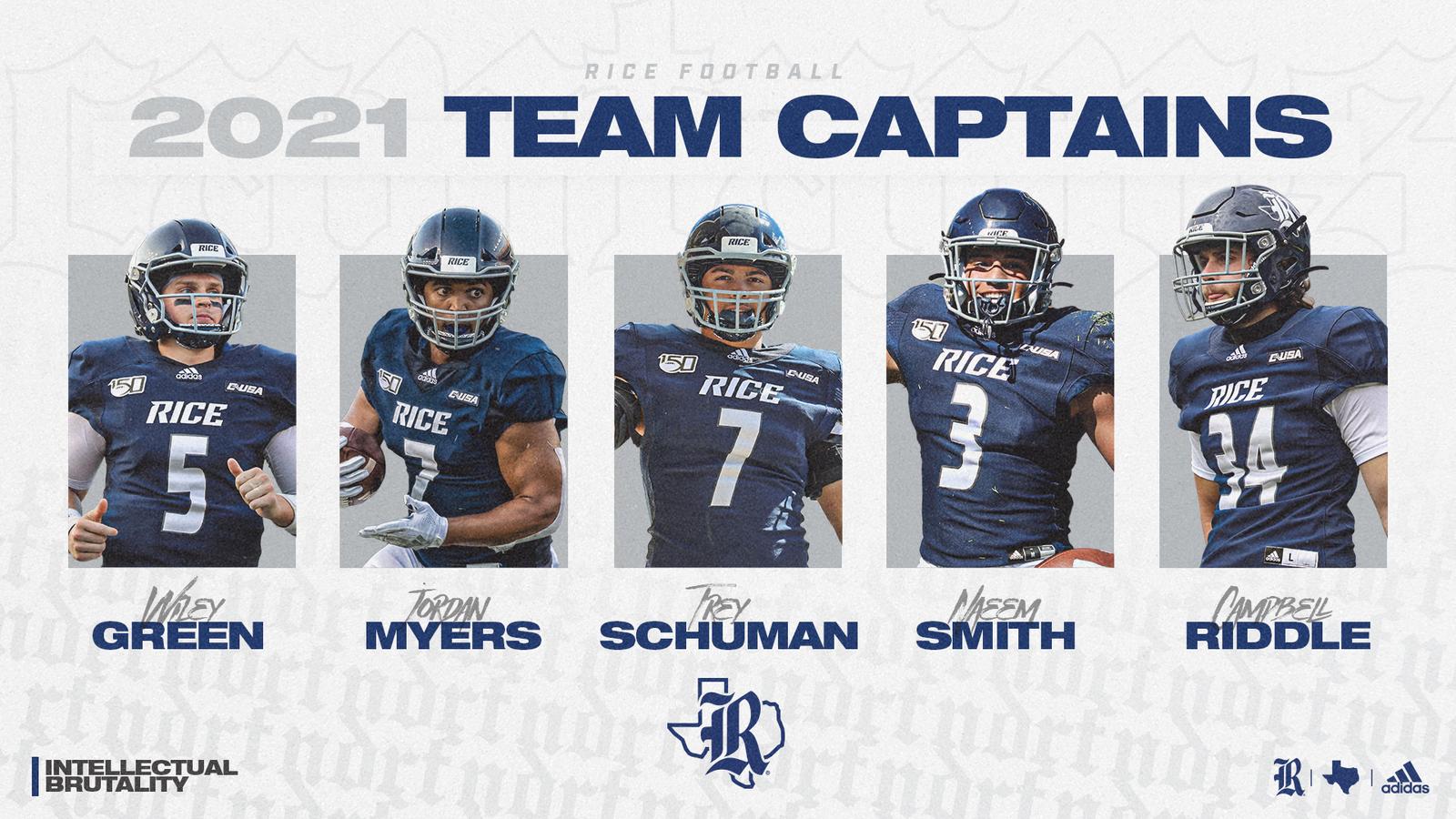 Jon Kay Rice Football Names Five Captains for 2021 - Rice University Athletics