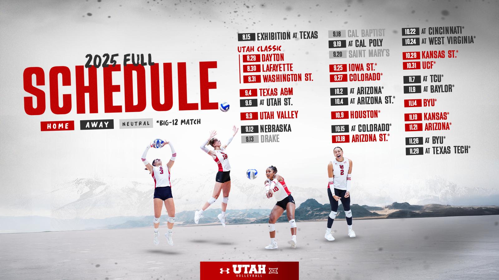 Utah Volleyball Releases Complete 2025 Schedule University of Utah