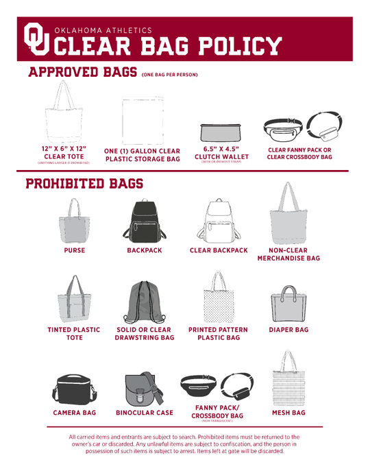 Clear Bag Policy Gameday Page University of Oklahoma